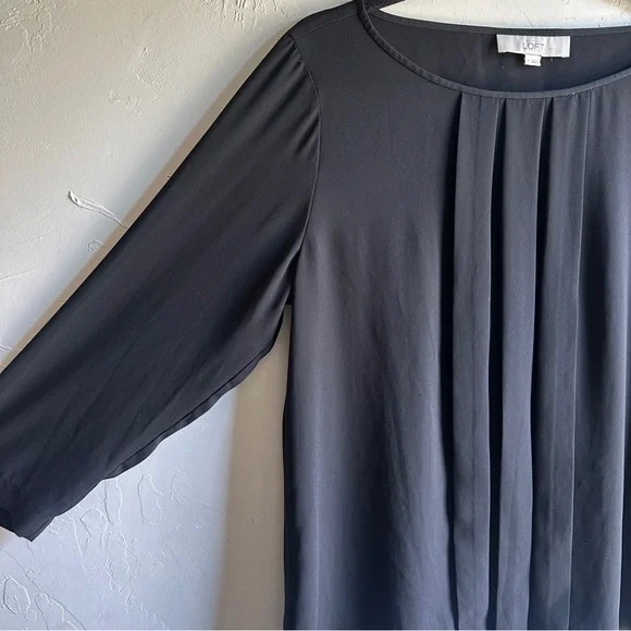 Ann Taylor LOFT Black Sheer‎ Flowy Blouse Sz M Minimalist Elevated Basic Goth - Picture 7 of 9